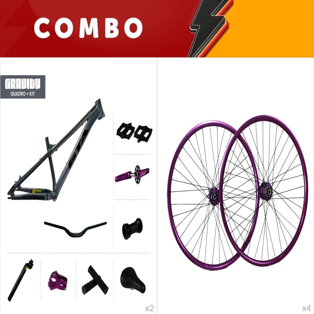      promocional 5% de desconto - 2x quadros 26 gravity cinza + rodas - confira itens