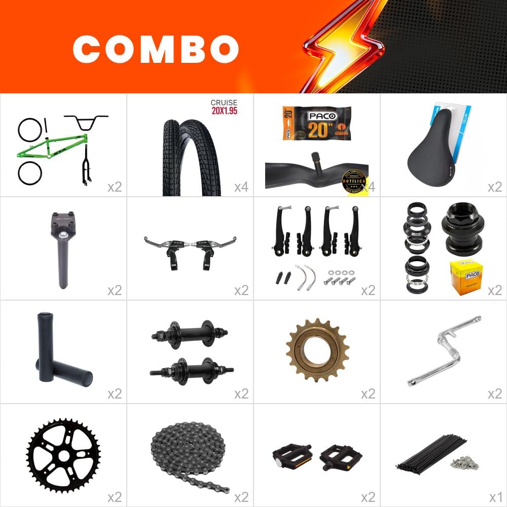   combo bmx 2x gta flip verde/preto - confira os itens