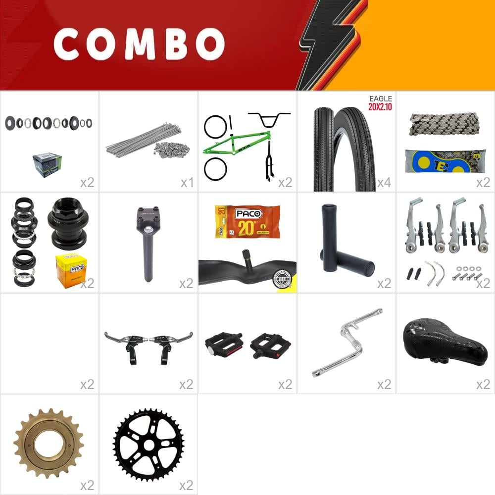           combo bmx 2x gta flip verde/preto - confira os itens