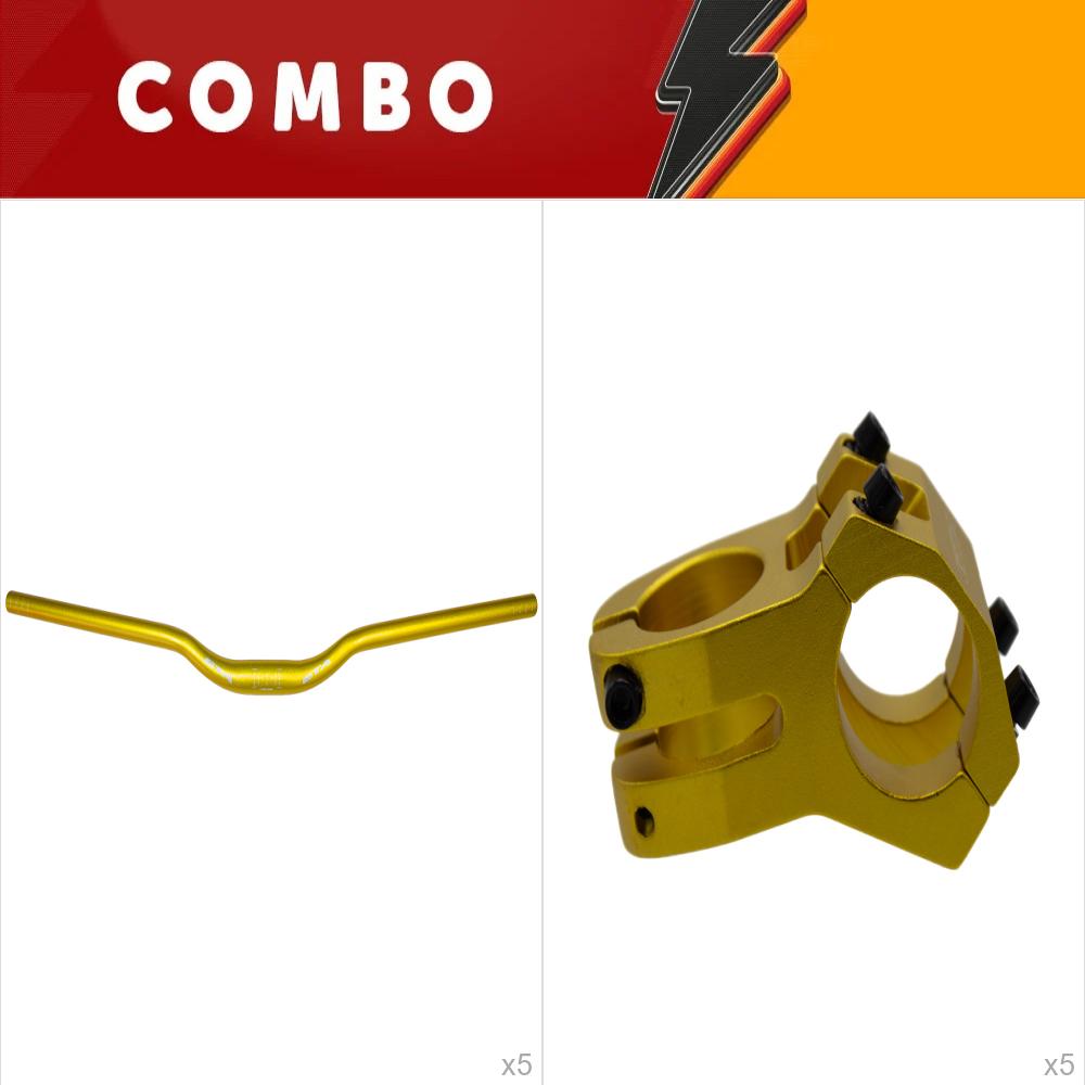                                               férias <b>10%</b> - 5x guidão mtb downhill / freeride voador alumínio 31.8x800x35mm butted dourado   5x suporte de guidão em alumínio aheadset 45mm 0° 31.8mm dourado