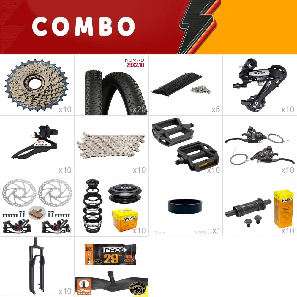            combo para montar 10x gta start 21v sunrun - sem quadro/kit/aro - falta cubo e pedivela - confira os itens