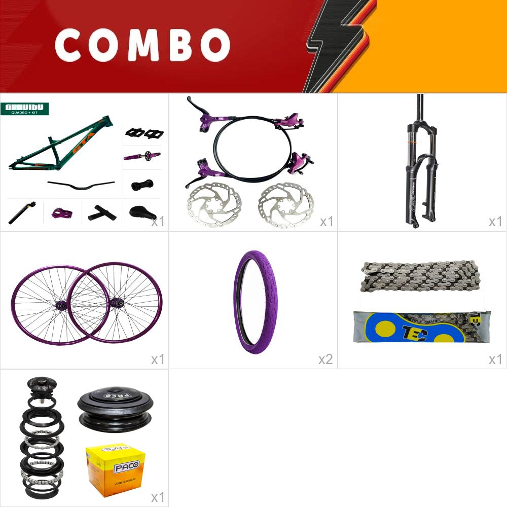        combo 1 bike gravity verde com freio hidraulico - sem camara de ar - confira os itens