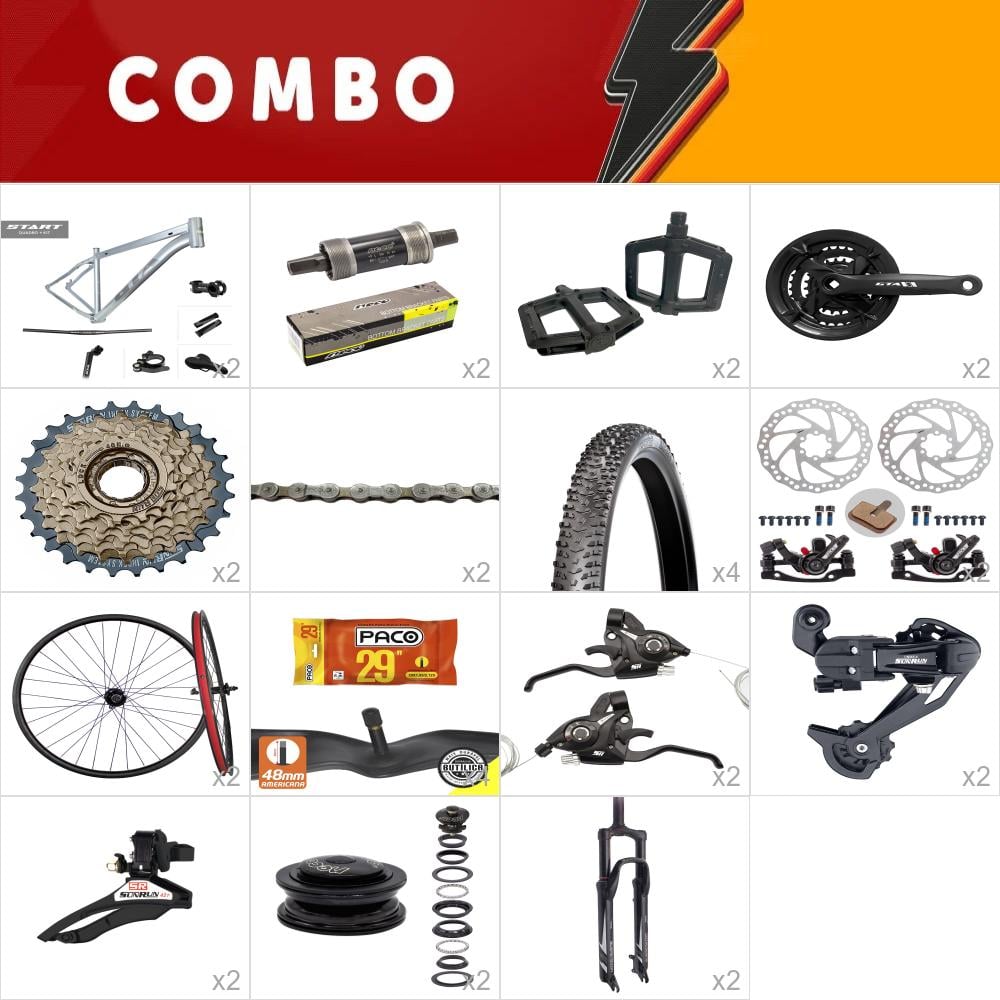   combo 2x start  tam 15.5 cinza 24v com rodas montadas - aro 29 - confira itens