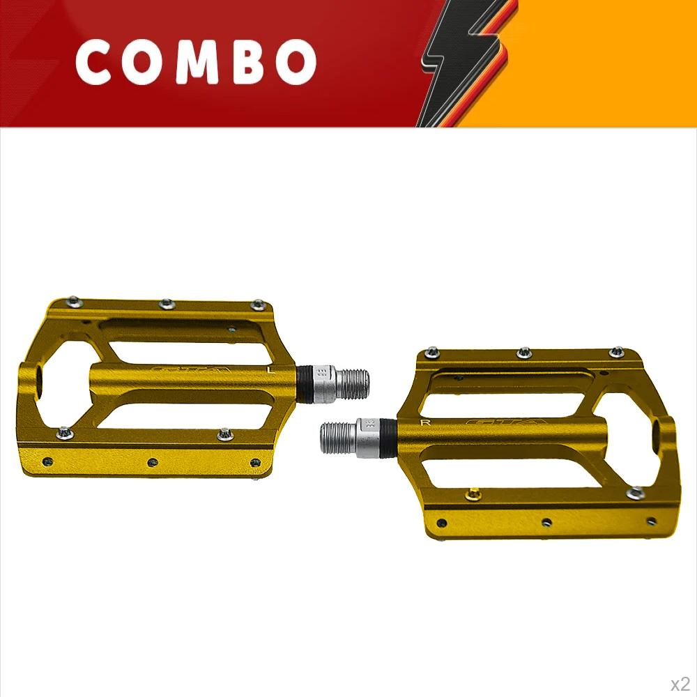                                             férias <b>10%</b> - 2x pedal 9/16 colorido plataforma alumínio dourado com eixo em cromoly com rolamentos selados e pinos removíveis