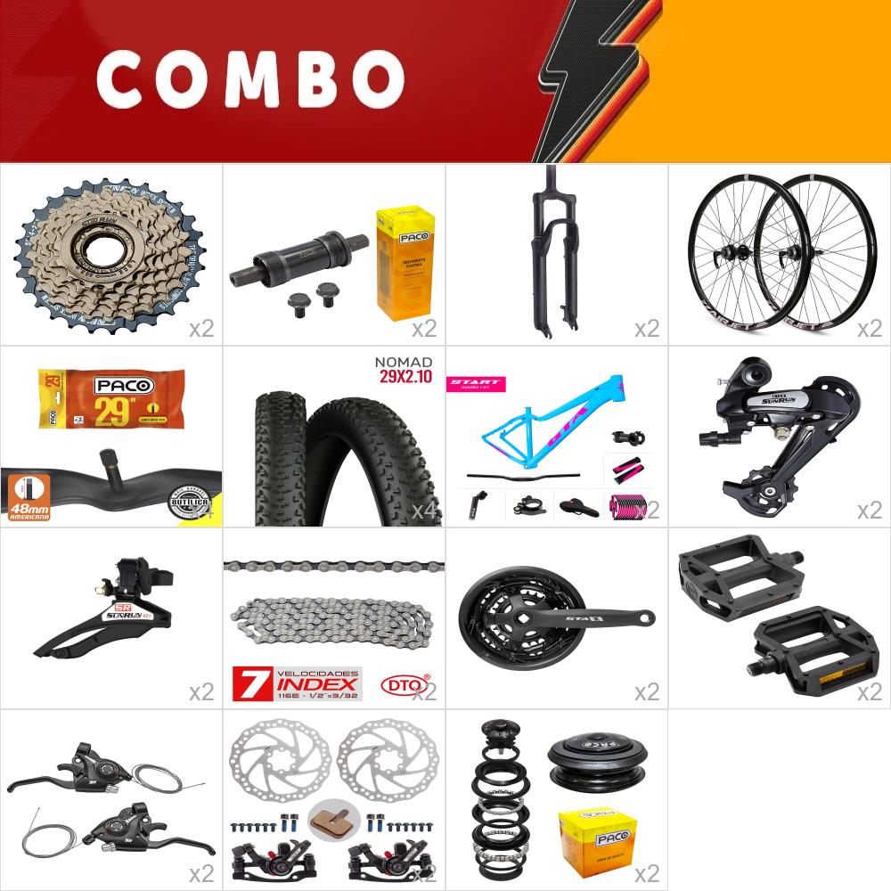         combo 29 2x start tam. 15.5 fem. azul/rosa - sem cabos e conduites - confira itens 