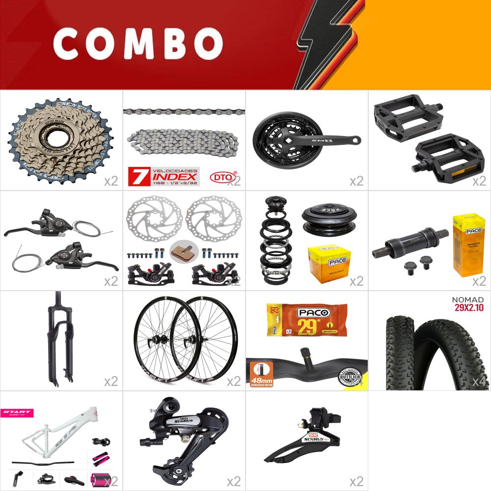         combo 29 2x start tam. 15.5 fem. branco/cinza/rosa - sem cabos e conduites - confira itens