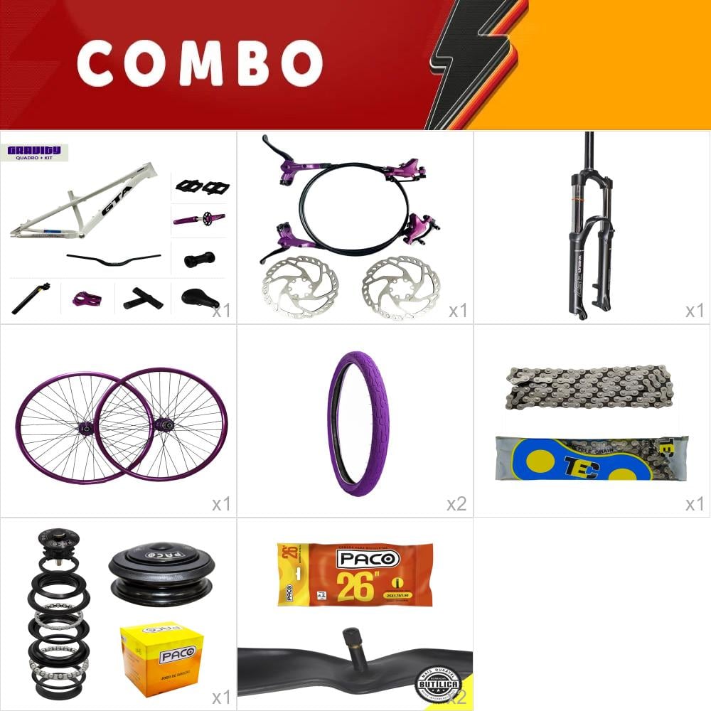         combo 1 bike gravity branco com freio hidraulico - confira os itens