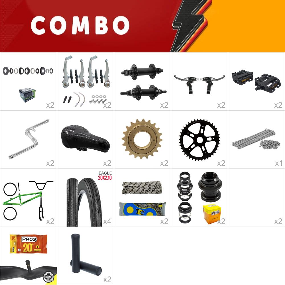           combo bmx 2x gta flip verde/preto - confira os itens