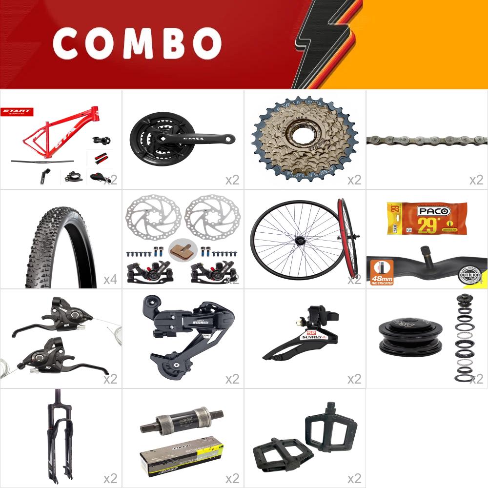   combo 2x start  tam 15.5 vermelho 24v com rodas montadas - aro 29 - confira itens