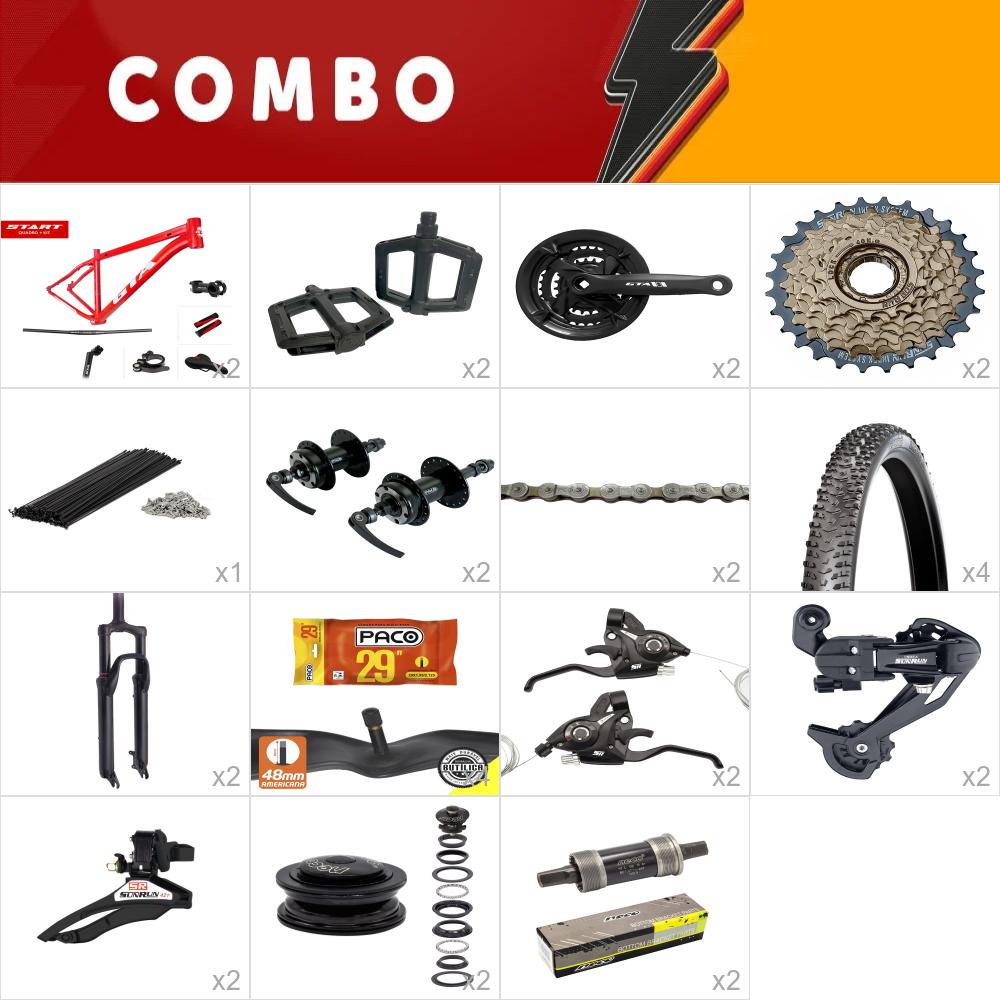   combo 2x start tam 17 vermelho 24v - aro 29 - sem freios, aro, fita de aro, cabos e conduites - confira os itens  