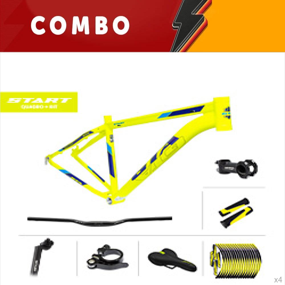                 liquidação 4x quadros 29 + kit start 21 amarelo neon/azul 