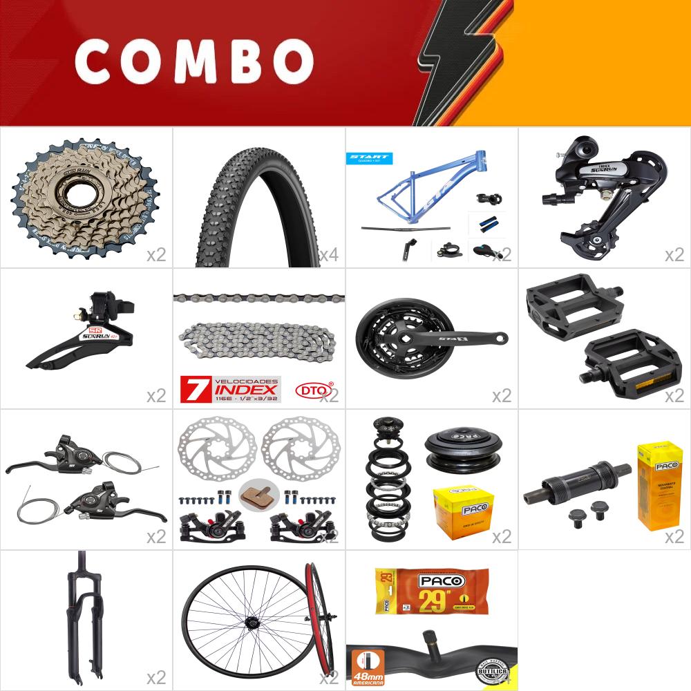 combo 29 2x start tam. 21 azul/branco - sem cabos e conduites - confira itens