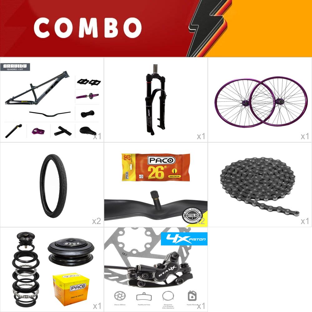     combo gravity cinza com freio hidraulico - completo - confira os itens