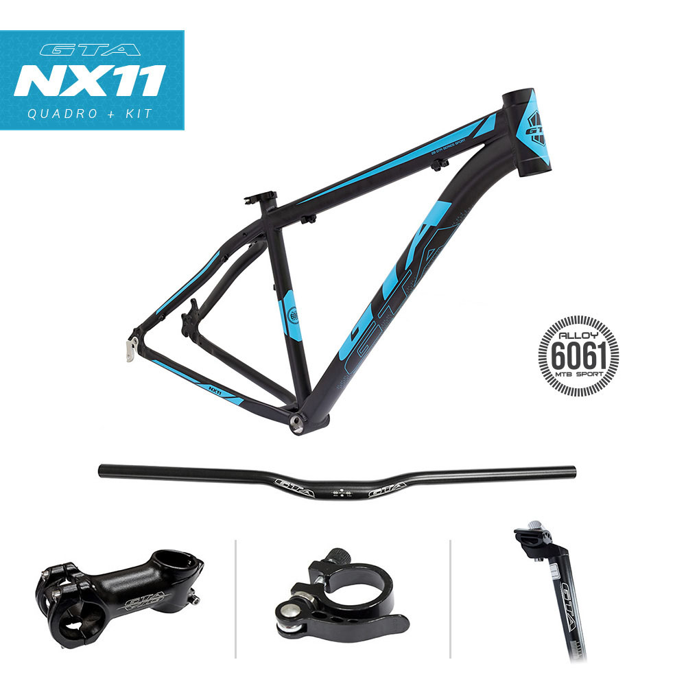 Quadro 29 alumínio tam 17 nx11 preto/azul para disc brake com kit 