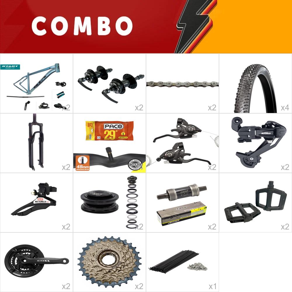   combo 2x start tam 19 verde 24v - aro 29 - sem freios, aro, fita de aro, cabos e conduites - confira os itens  