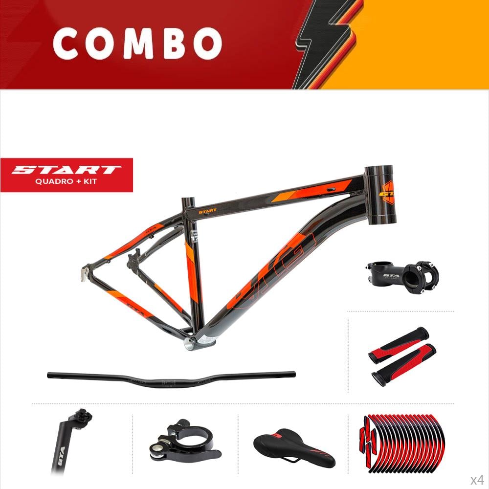                 liquidação 4x quadros 29 + kit start 21 preto/vermelho 