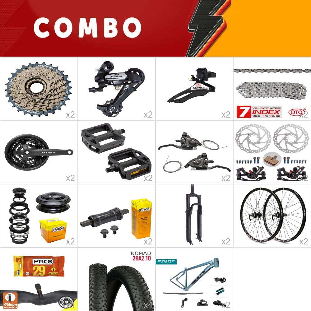         combo 29 2x start tam. 15.5 verde - sem cabos e conduites - confira itens