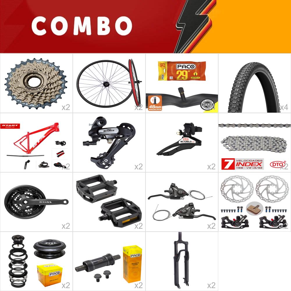 combo 29 2x start tam. 21 vermelho - sem cabos e conduites - confira itens