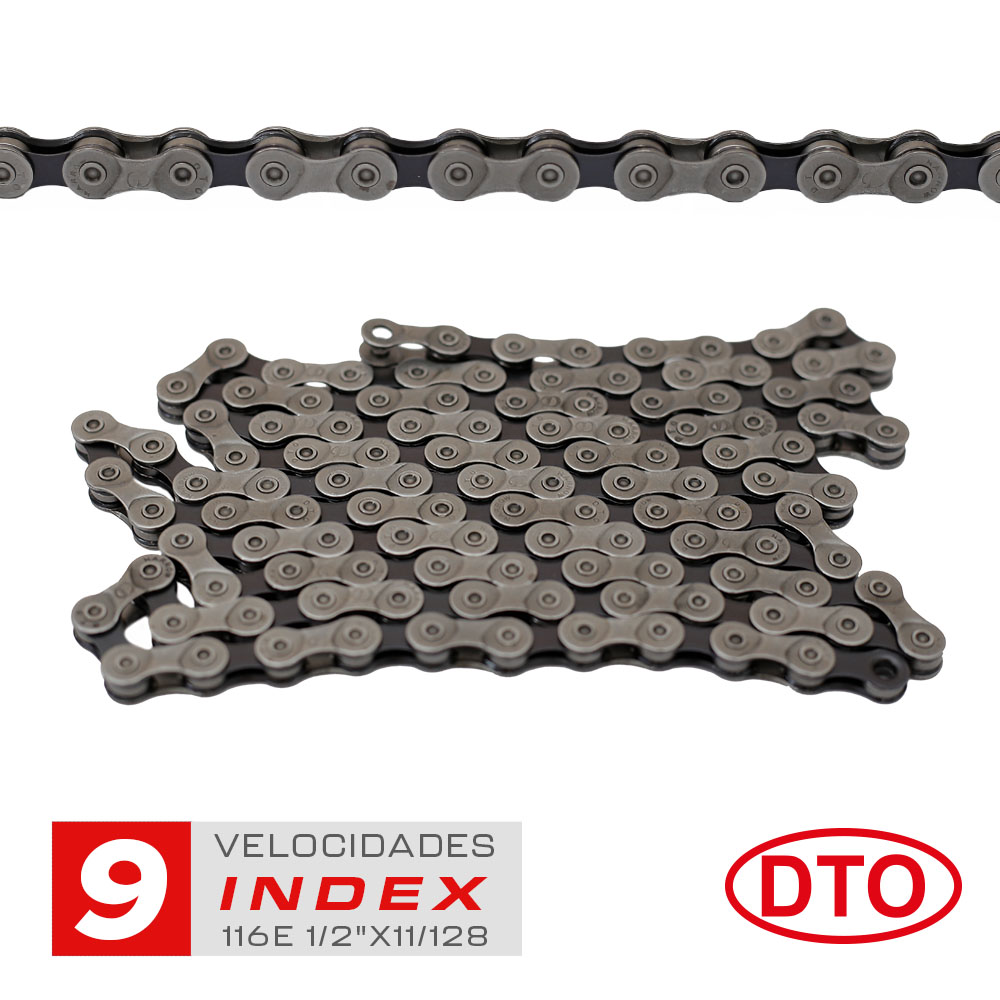 Corrente 9 velocidades index 1/2x11/128 116 elos sólidos de pinos sólidos em polybag dto