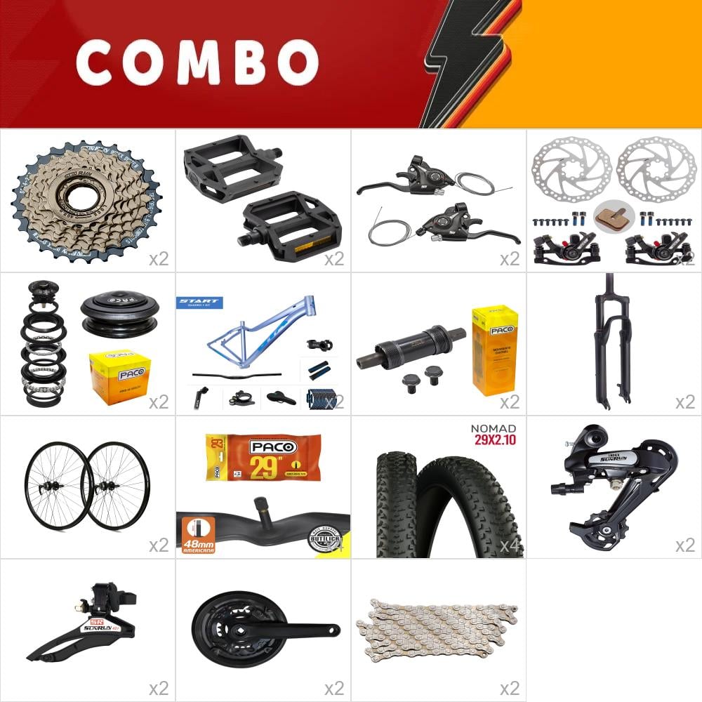           combo para montar 2x gta start 29 azul/roxo 15.5 fem - 21v sunrun - confira itens 