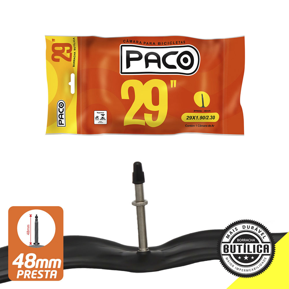 Câmara aro 29x1.95/2.125  borracha butílica válvula presta 48mm