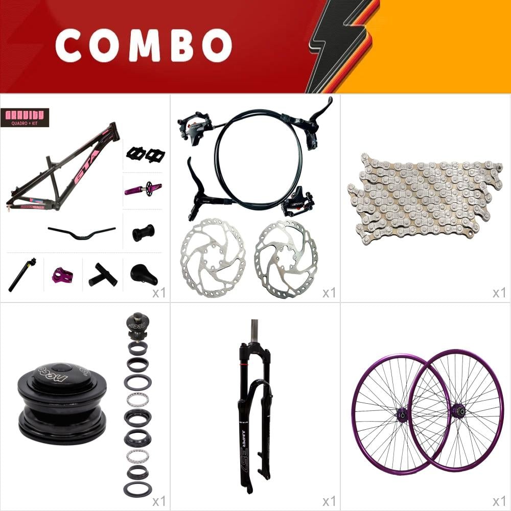   combo gravity preto com freio hidraulico - sem pneus e câmaras de ar - confira os itens