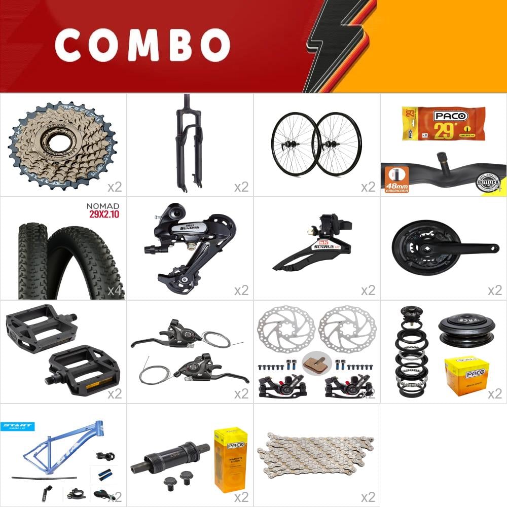           combo para montar 2x gta start 29 azul/branco 15.5 - 21v sunrun - confira itens 