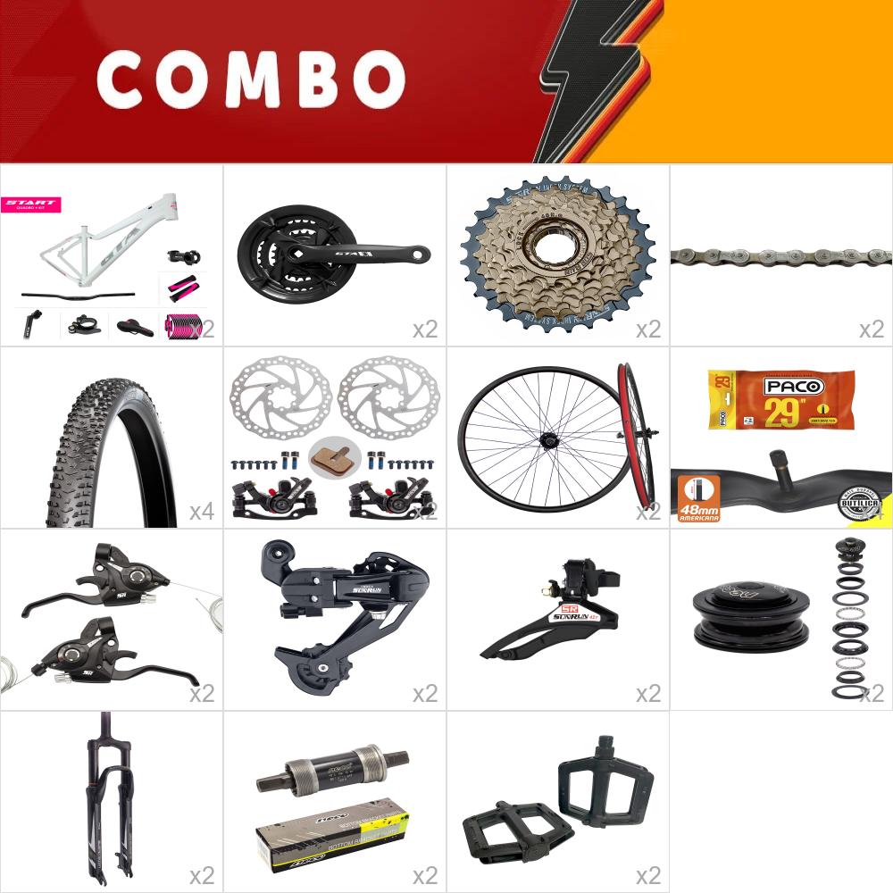   combo 2x start fem tam 15.5 bco/cza/rs 24v com rodas montadas - aro 29 - confira itens