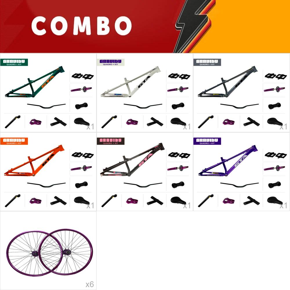   promocional 5% de desconto -6x quadro freeride 26 gravity verde, branco, preto, laranja, cinza e roxo com kit + roda montada com cubo barulhento 