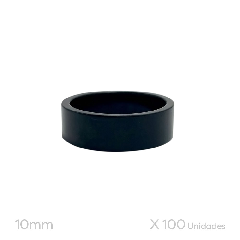 Espaçador grosso em alumínio 10mm para jogo de direção preto <b>(pacote com 100unidades)</b>