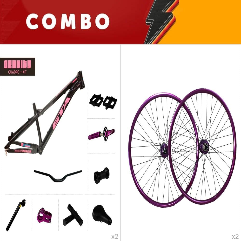      promocional 5% de desconto - 2x quadros 26 gravity preto + rodas - confira itens