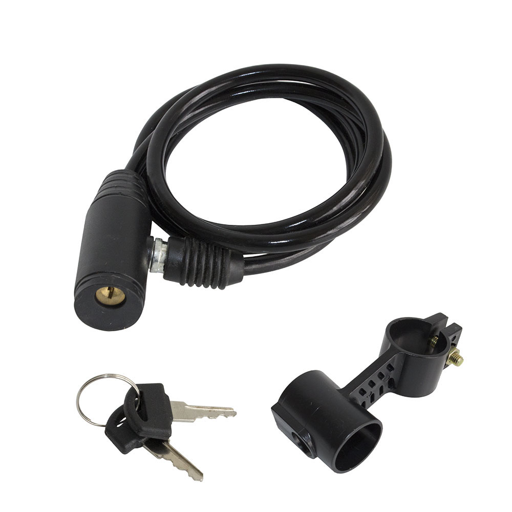 Cadeado aço 6mm x 1000mm preto com suporte e 2 chaves