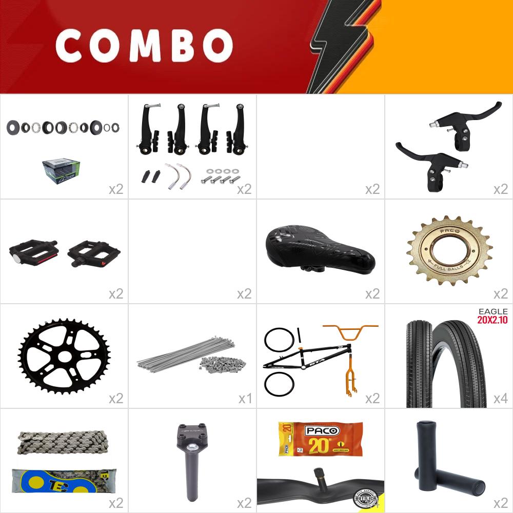 Combo bmx 2x gta flip preto/laranja - falta direção standard - confira os itens