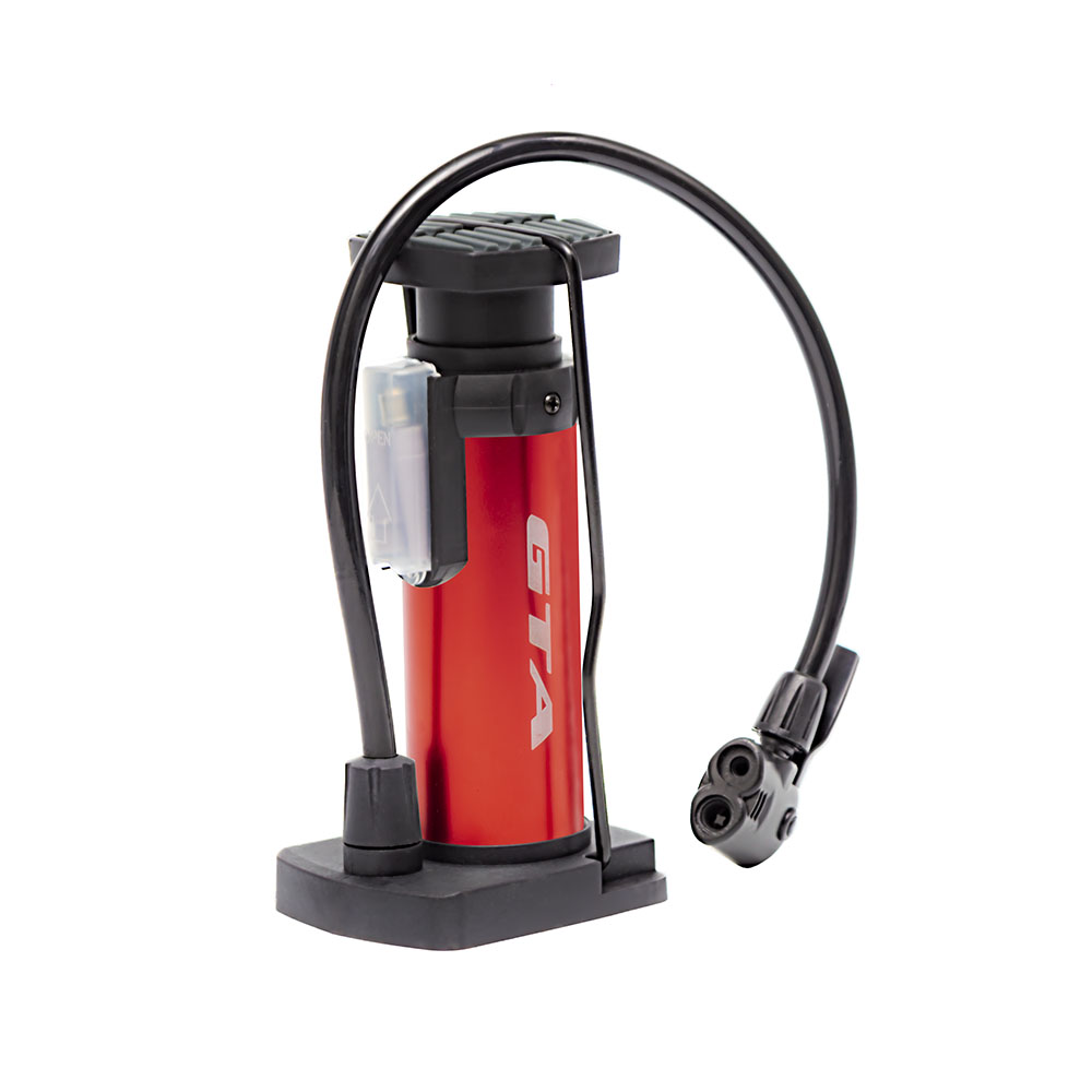 Bomba de pé portatil gta 80psi para uso em bicicleta cor vermelha