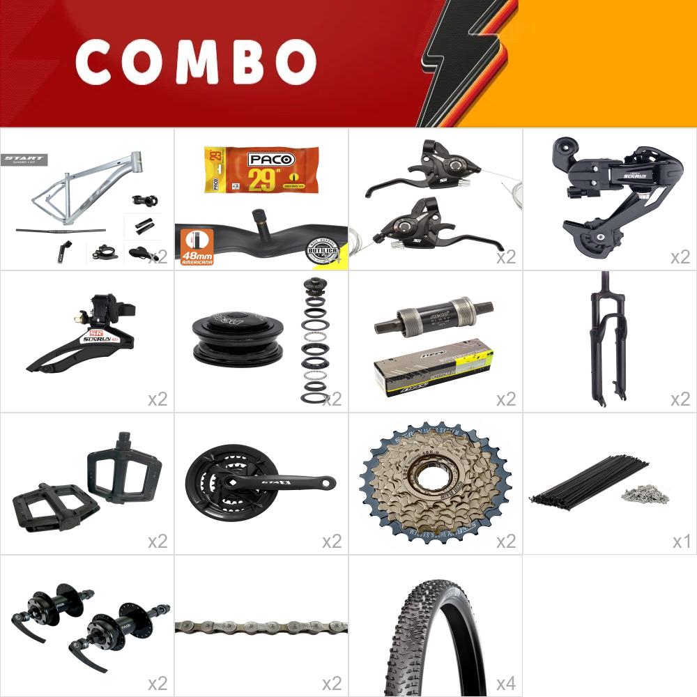    combo 2x start tam 15.5 cinza 24v - aro 29 - sem aro, sem freio -  confira os itens   