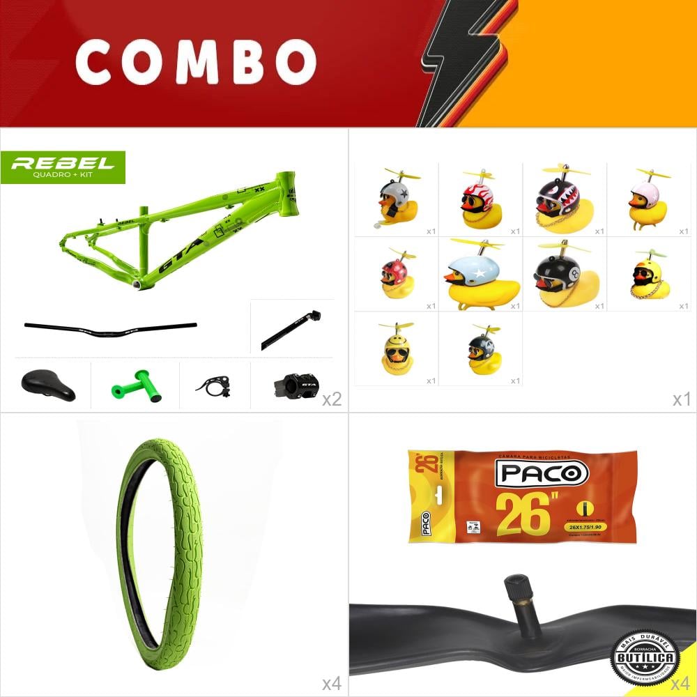    combo 2x rebel verde + kit + pneu fire verde - confira os itens