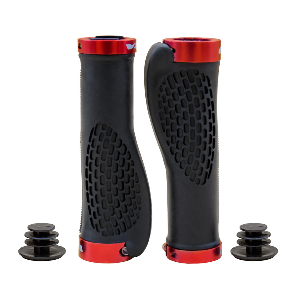 Manopla 130mm comfort borracha tpr preta com trava vermelha