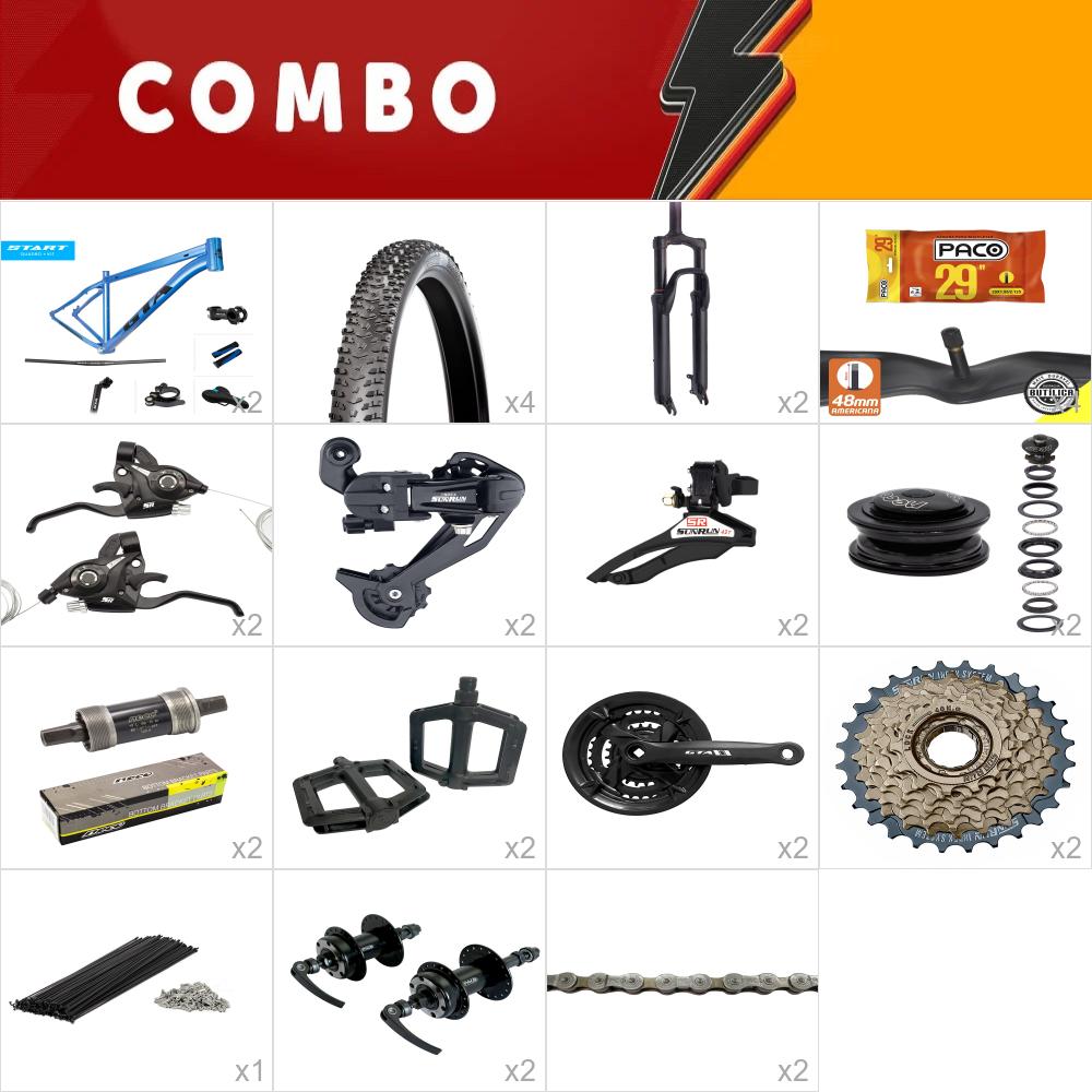   combo 2x start tam 21 azul/preto 24v - aro 29 - sem freios, aro, fita de aro, cabos e conduites - confira os itens  