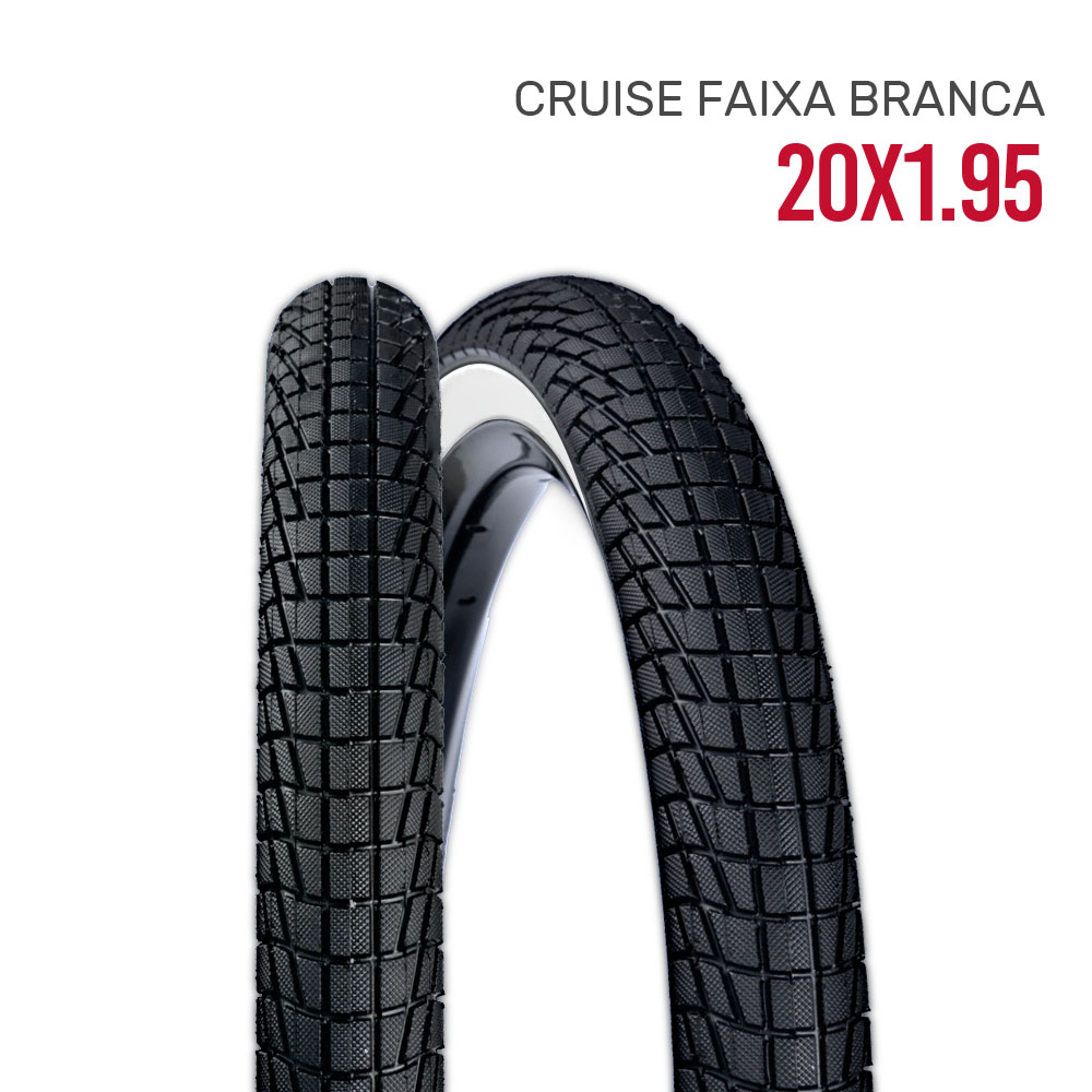 Pneu 20 x 1.95 cruise preto com faixa branca