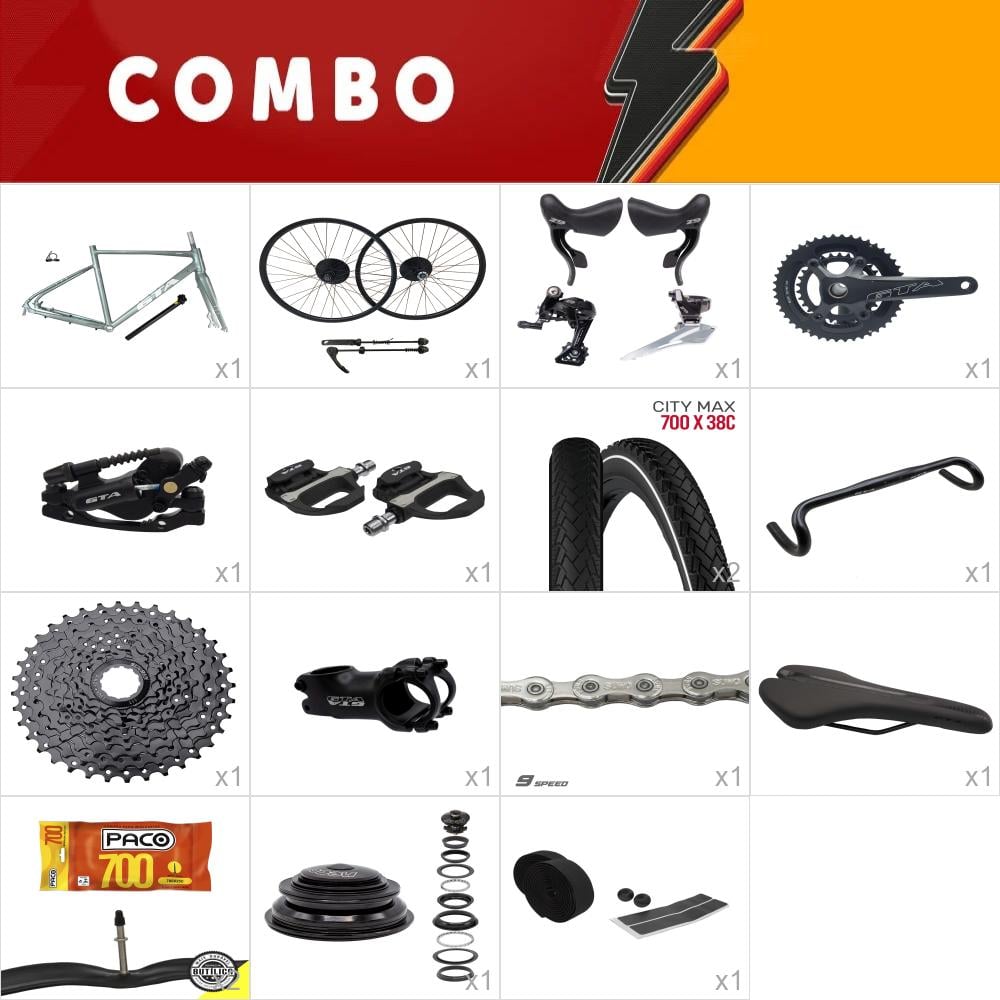                   combo 1 bike gravel across 2.0 tam 56 verde salvia + par de roda montada - confira itens