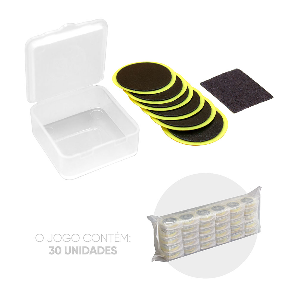 Remendo autocolante <b>(pacote com 30 kits  de 6 remendos + 1 lixa)</b>