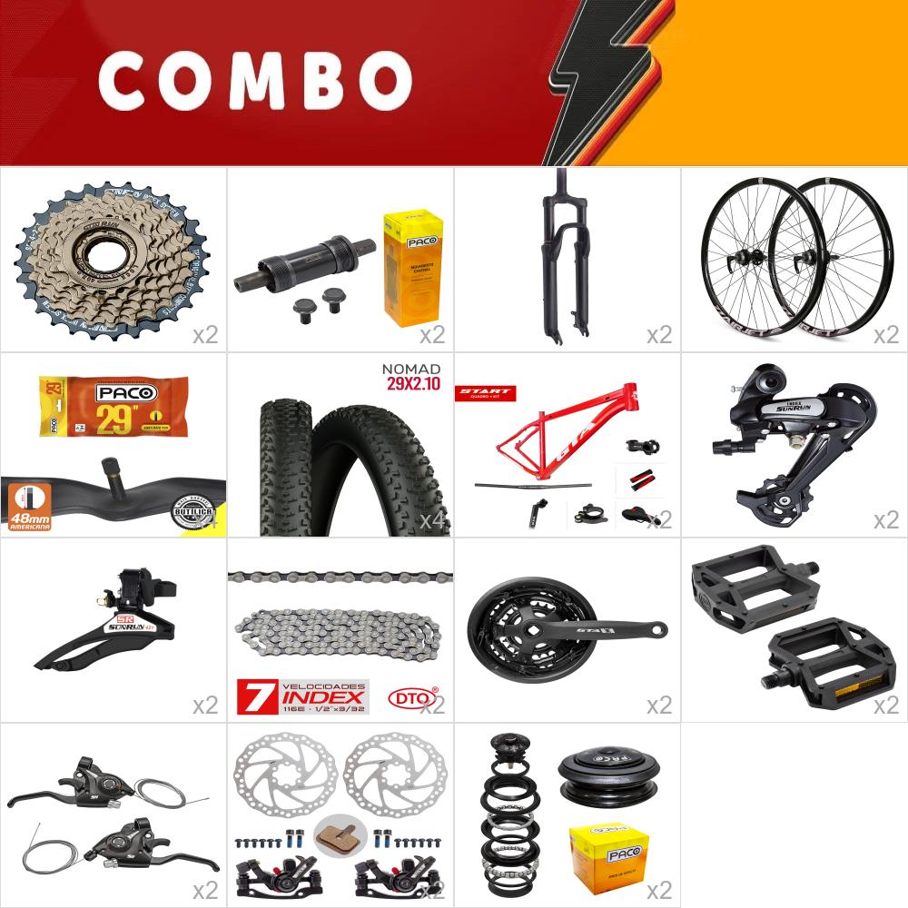         combo 29 2x start tam. 21 vermelho - sem cabos e conduites - confira itens