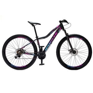 Bicicleta 29 shimano tz 21v freio a disco st1 preto/pink e azul 15.5
