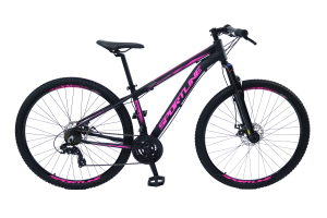 Bicicleta 29 importado 27v freio hidr. c/ trava cassete st11 preto/rosa 15.5